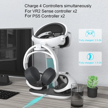 Контроллер Зарядное устройство Профессиональная подставка для зарядки контроллера Светодиодный индикатор Хранения Шлем Наушники Кронштейн для PS5 PS VR2