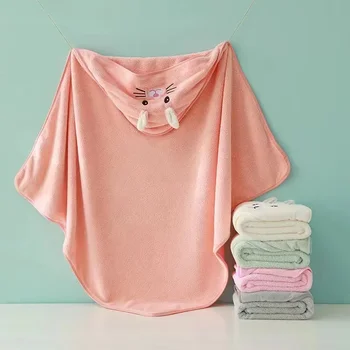 Детское одеяло 80x80 см, утолщенный впитывающий детский плащ, детское одеяло для объятий, полотенце, лоскутное одеяло, мультяшный коралловый бархат Изображение 2