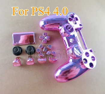 1 комплект для PS4 Pro 4.0, полный корпус, покрытие корпуса, хромированный корпус с кнопкой, тонкий контроллер JDS040, JDM040