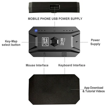5-кратный геймпад Plug And Play для мобильного контроллера PUBG, конвертер игровой клавиатуры и мыши, адаптер Bluetooth 5.0 для Android. Изображение 2