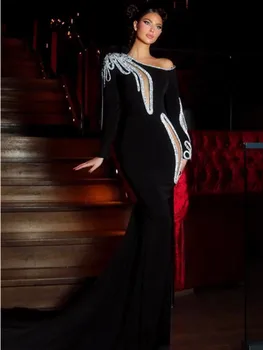 Новые женские Роскошные Сексуальные Макси-платья с бриллиантами из черного бархата с вырезами, Элегантное клубное платье для вечерней вечеринки