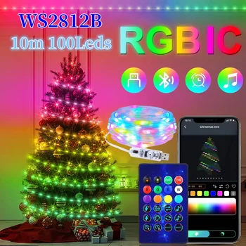 10 метров WS2812B 5V USB LED Light String Smart APP Control Синхронизация Музыки RGB Адресуемая Сказочная Гирлянда Рождественский Декор для Вечеринки по случаю Дня Рождения