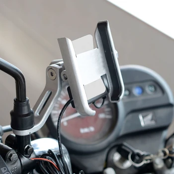 Алюминиевый Держатель для телефона для мотоцикла и велосипеда С USB-зарядным устройством, Руль для велосипеда Mirro, Кронштейн для мобильного телефона, Опорное крепление Изображение 2