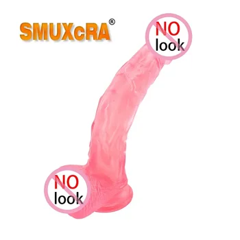 Новый розовый фаллоимитатор 23 см с хрустальным Членом, имитирующий мужской пенис, Женские секс-игрушки, товары для взрослых, Супер дешевые товары Изображение 2