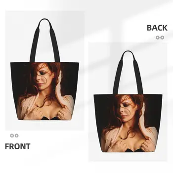 Милые сумки для покупок Mylene Farmer, сумки для покупок, женская мода, французская певица, холщовые сумки для покупок, сумки через плечо, сумка большой емкости. Изображение 2