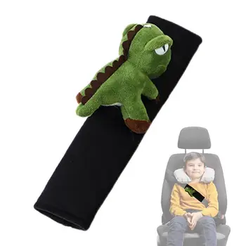 Зеленый чехол для ремня безопасности автомобиля с динозавром, Регулируемый Плюшевый Чехол для ремня безопасности автомобиля, Накладка на плечо Для детей и взрослых, Аксессуары для интерьера автомобиля