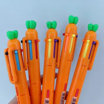 Ручка для письма, шариковая ручка в форме моркови, 6 цветов, выдвижная канцелярская ручка для школы, маркер для письма, ручка для подписи