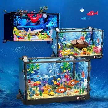 7023/7024 Замечательный аквариум с черепахами и медузами, аквариум 725/753 шт., детский интеллектуальный блок для сборки, игрушечные украшения