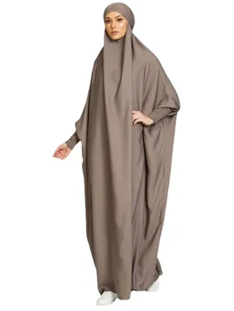 Цельный Мусульманский молитвенный Хиджаб в Рамадан, женская мода, Абая с капюшоном, полное покрытие, платье с длинным рукавом, Ислам, Дубай, скромный халат