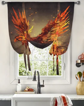 Оконные шторы из огненных перьев птиц, занавески для кухни, гостиной, регулируемые карманные шторы на штанге