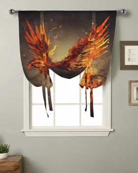 Оконные шторы из огненных перьев птиц, занавески для кухни, гостиной, регулируемые карманные шторы на штанге Изображение 2