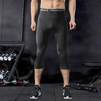 Летние мужские баскетбольные штаны с защитой от столкновений, колготки 3/4, леггинсы с наколенниками, Быстросохнущие защитные леггинсы для тренировок на поясе