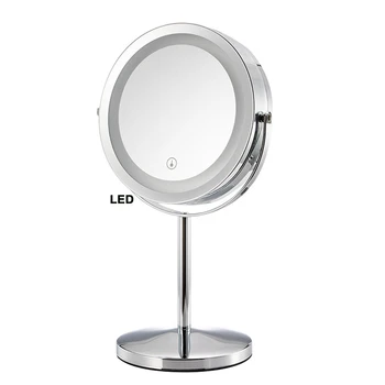 Светодиодное зеркало для макияжа Косметическое Зеркало с 7-дюймовым 3 / 5-кратным увеличением, двустороннее, вращающееся на 360 градусов Профессиональное зеркало для макияжа