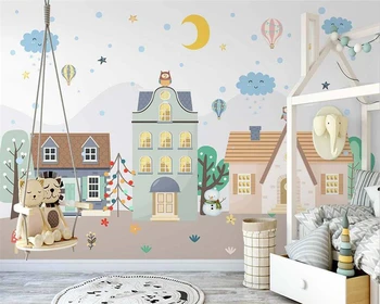beibehang Customize papel de parede новый скандинавский цветной домик ручной росписи, простые фоновые обои для детской комнаты