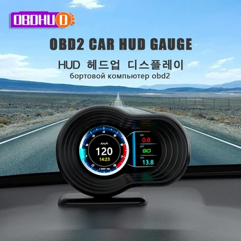 Автомобильный головной дисплей OBD2 HUD OBD датчик Цифровой спидометр Охранная сигнализация Температура воды расход топлива об/мин МИЛЬ/ч КМ/ч