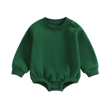 Толстовка для маленьких мальчиков и девочек, комбинезон, боди с круглым вырезом и длинными рукавами, осенне-зимний теплый пуловер, топ Изображение 2