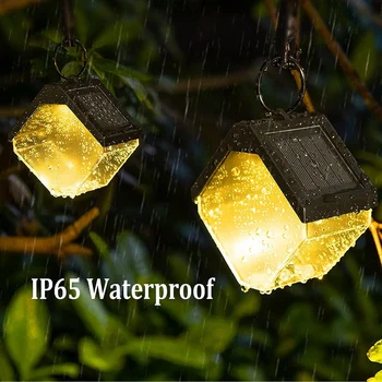 4 ШТ. подвесных солнечных фонаря, меняющих цвет ледяного кирпича, солнечных фонарей для садового забора, фонарей для садового забора IP65 Водонепроницаемый Изображение 2