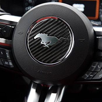 для Mustang 2015 2016 2017 2018 2019 2020 Украшение рулевого колеса Наклейка для отделки салона автомобиля Аксессуары из углеродного волокна Изображение 2