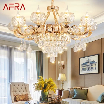 AFRA Постмодернистская люстра Золотого цвета, роскошные винтажные хрустальные светодиодные светильники, Декор в виде свечей для дома, гостиной, спальни, отеля
