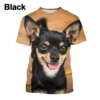 Новая мужская/женская модная футболка с 3D-принтом собаки, повседневная футболка с круглым вырезом и короткими рукавами Изображение 2