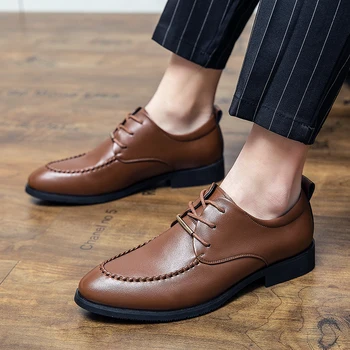 Комфортная мужская обувь в британском стиле Корейская мода Повседневная мужская обувь с заостренным носком Обувь для вождения Весна Лето Осень Зима Кожаная обувь