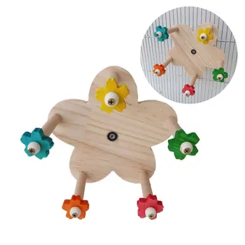 Деревянная игрушка для птиц-попугаев, Вращающаяся, Устойчивая к Укусам, Прочная Подставка для попугайчика с 5 Насестами для еды