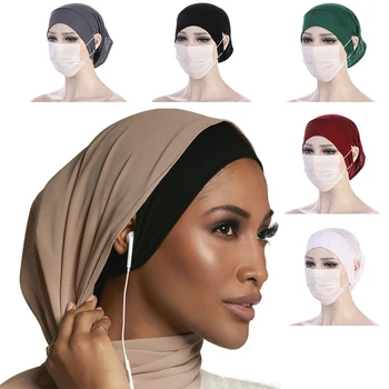 Винтажный мусульманский головной платок для женщин, обертывающая головная убор, Мягкий эластичный исламский хиджаб, бандана, кепка с отверстием для ушей, удобные в носке маски, головные уборы