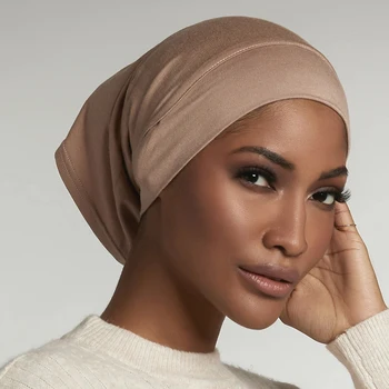 Винтажный мусульманский головной платок для женщин, обертывающая головная убор, Мягкий эластичный исламский хиджаб, бандана, кепка с отверстием для ушей, удобные в носке маски, головные уборы Изображение 2