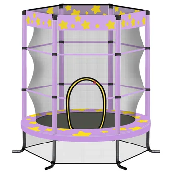 55-дюймовый детский батут с защитной сеткой, 4,5-футовый открытый батут для детей в помещении (фиолетовый)