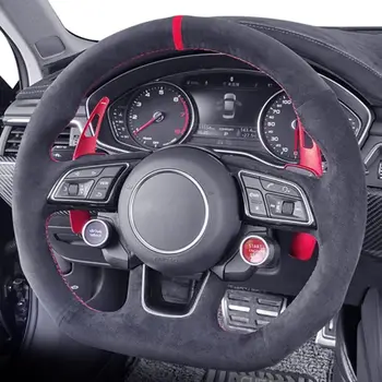 Индивидуальная Крышка Рулевого колеса автомобиля С Противоскользящей Замшевой Оплеткой Для Audi A3 (8V) A4 (B9) Avant A5 (F5) A1 (8X) Sportback Q2 2016-2019 Изображение 2