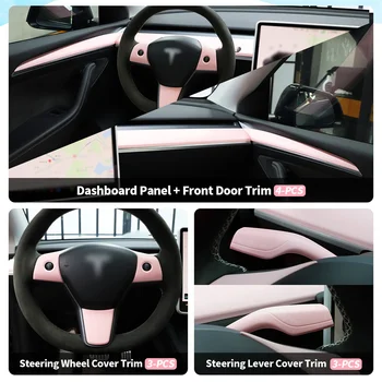 Наклейка на декоративную панель консоли + наклейка на руль подходит для Tesla Модель 3, модель Y, украшение рулевого колеса из АБС-пластика Изображение 2