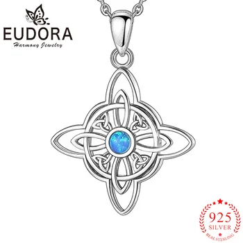 Подвеска с узлом ведьмы Eudora из стерлингового серебра 925 Пробы, ожерелье с геометрией Кельтского узла для мужчин и женщин, Изысканный подарок для ведьм