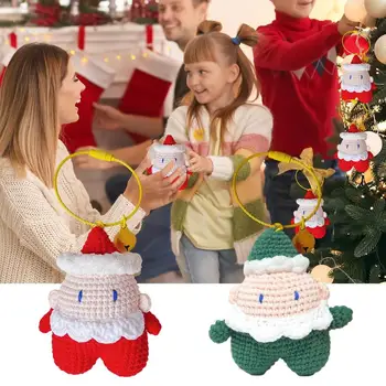 Вязаный брелок с Санта-Клаусом, Рождественский брелок с Санта-Клаусом, связанный крючком, подвеска для украшения рюкзака, украшения для подарков, украшения для вечеринки
