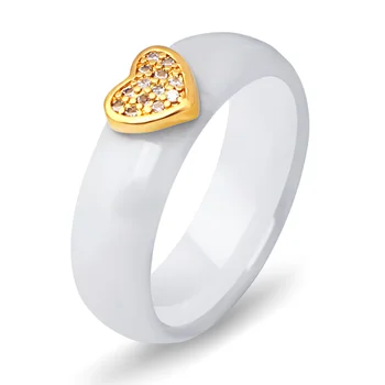 Модное керамическое кольцо с белым и черным сердечком С фианитами, ювелирные изделия Оптом, Женские обручальные кольца для вечеринки