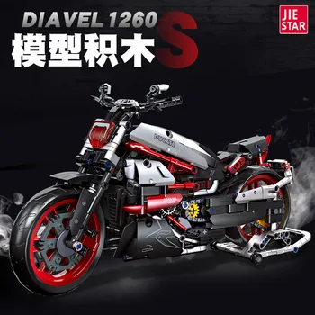 Высокотехнологичный гоночный мотоцикл Diavel 1260s, сборка локомотива, строительные блоки, модель MOC, Кирпичи 