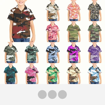 Камуфляжный узор Для детей, Летняя Гавайская рубашка с принтом для мальчиков, Негабаритный топ с короткими рукавами, Дышащие Свободные рубашки