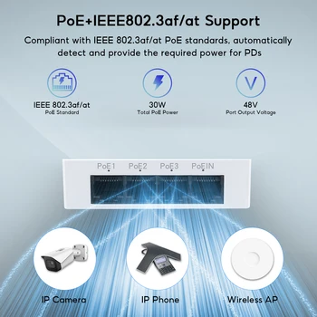 3-Портовый Удлинитель POE 10/100 Мбит/с от 1 до 3 Ретрансляторов сетевых коммутаторов с IEEE802.3af Plug & Play для PoE-коммутатора NVR IP-камеры AP Изображение 2