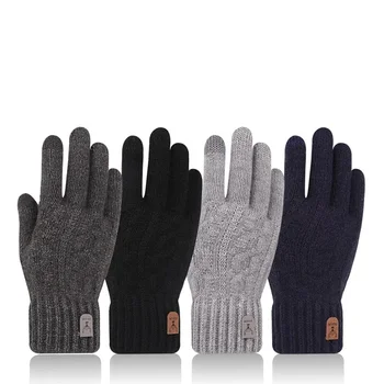2023 новые мужские теплые перчатки зимние с сенсорным экраном плюс флисовые перчатки холодные теплые шерстяные вязаные перчатки guantes de trabajo hombres
