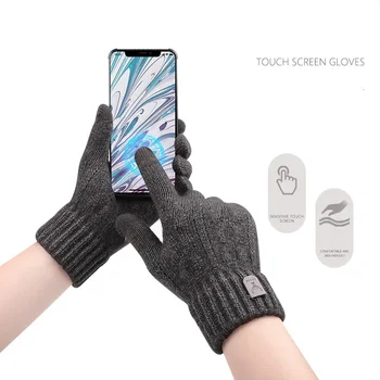 2023 новые мужские теплые перчатки зимние с сенсорным экраном плюс флисовые перчатки холодные теплые шерстяные вязаные перчатки guantes de trabajo hombres Изображение 2