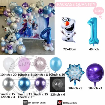 Тематическая вечеринка Disney Frozen С воздушными шарами, Гирлянда и Арка, Комплект Olaf 40 дюймов, Воздушные шары из фольги с синими цифрами, Фоны для стен, Декоры для детского Дня рождения Изображение 2