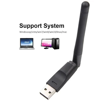 150 Мбит/с Беспроводная Сетевая Карта Mini USB WiFi Адаптер LAN Беспроводной Wifi Приемник Dongle Антенна для ПК Windows Изображение 2