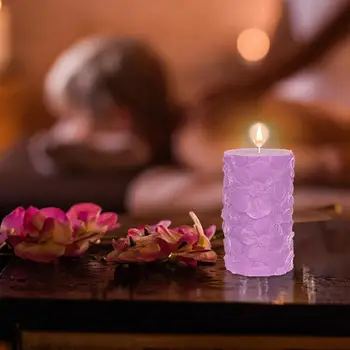 Формы для изготовления свечей-столбов Изящная форма с тиснеными цветами Поделки своими руками Формы для поделок для свечей Фруктового мороженого тортов Изображение 2