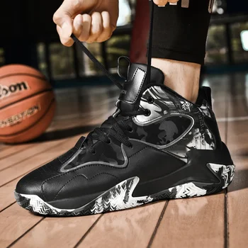 Брендовая мужская обувь 2023, новинка, мужская вулканизированная обувь с высоким берцем, осенняя модная мужская баскетбольная обувь контрастного цвета Изображение 2