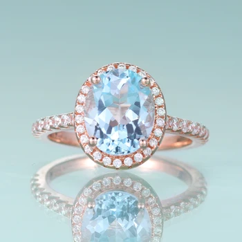 GEM'S BALLET Овальной огранки, набор Halo Pave, обручальное кольцо с имитацией бриллианта, натуральный небесно-голубой топаз, обручальное кольцо из серебра 925 пробы