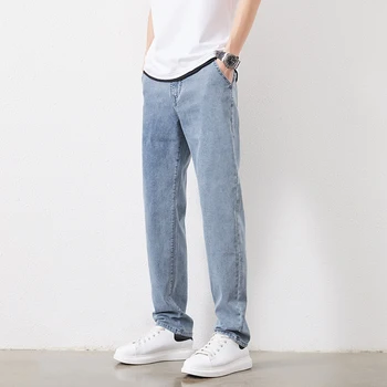 Размер 48 Мужские джинсовые брюки высокого качества в корейском стиле, мешковатые Деловые повседневные брюки, джинсовые джинсы оверсайз, модные классические мужские джинсы Оверсайз