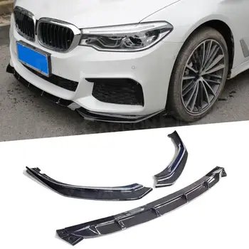 3ШТ карбонового АБС-пластика Глянцево-черные Разветвители для губ переднего бампера автомобиля BMW 5 серии G30 G38 540i M Sport 2017-2019