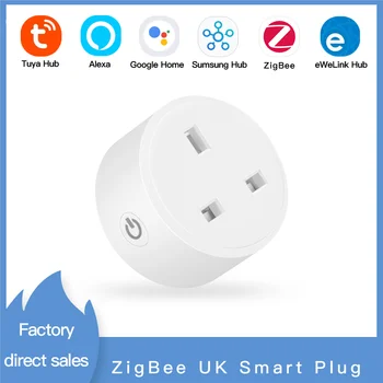 Великобритания ZigBee Tuya Smart Plug 16A С голосовым управлением По времени Требуется Стандартный концентратор ZigBee3.0 Работает с Alexa Google Home Alice