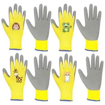 Садовые перчатки для детей, прочные и водонепроницаемые перчатки для работы в саду, 4 пары удобных детских садовых перчаток для работы во дворе