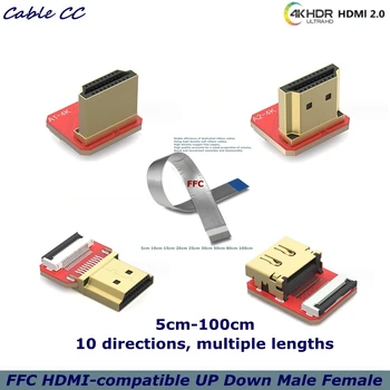 5-100 см Лента 4K 60HZ FPV HDMI-Совместимый разъем Гибкий Плоский Кабель Raspberry Pi 4 от мужчины к женщине M/M 90 градусов FFC 20pin