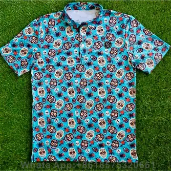 Летняя детская рубашка поло с принтом на пуговицах, рубашка для гольфа с коротким рукавом, модная повседневная универсальная одежда, футболка, дышащее гоночное поло